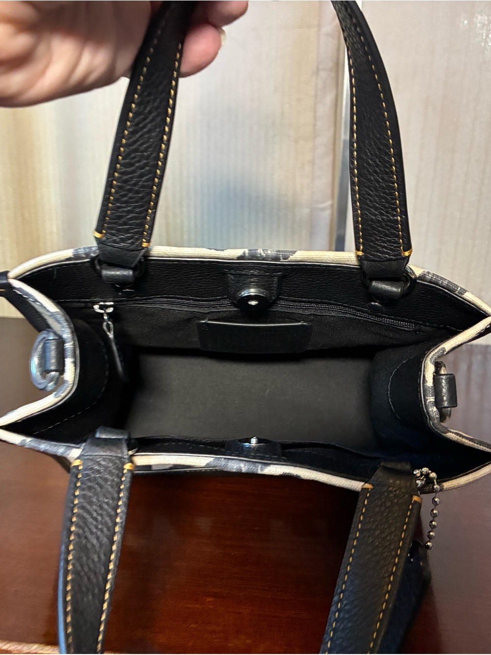 Coach Dempsey Black & White Printed Canvas Tote - Picture 6 of 7